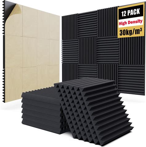 Amazon.com: 12 Pack Self-Adhesive Acoustic Panels,12" X 12" X 1" Sound ...