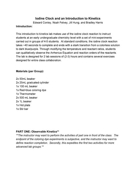 Fillable Online mse engineering ucdavis Iodine Clock and an ...
