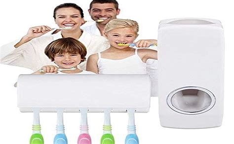 Lexazo Hands Free Wall Mounted Plastic Dust Proof Automatic Toothpaste ...