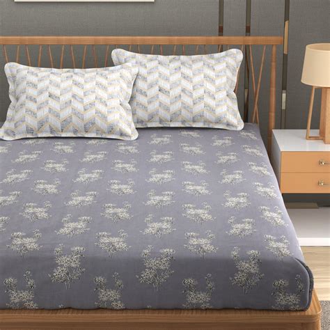 Florida Double Bed King Size Cotton Bedsheet with 2 Pillow Cover - Dar ...