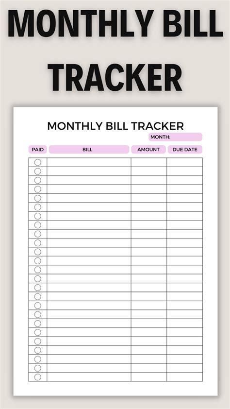 Monthly Bill Tracker Printable, Editable Bill Tracker, Bill Payment ...