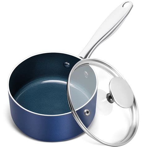 Amazon.com: MICHELANGELO 1 Quart Saucepan with Lid, Nonstick Ceramic Sauce Pan with Stainless ...