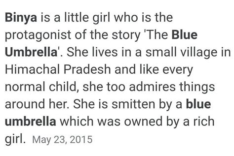 What is the Character sketch of Binya from the blue umbrella? - Brainly.in