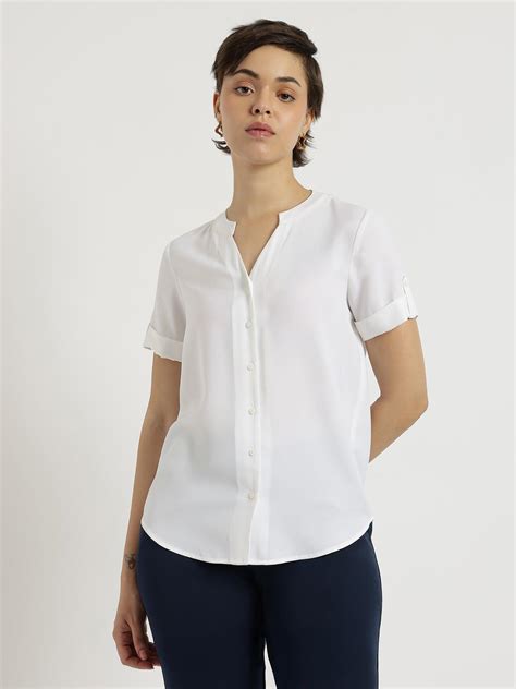 Buy White V Neck Collar Top Online | FableStreet