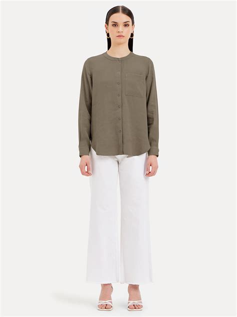 Full Sleeves Mandarin Collar Top - Grey | Solid Women's Top – KAZO