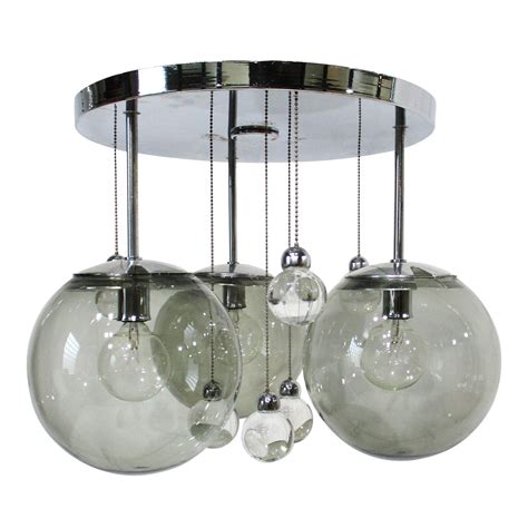 Mid Century Chrome Glass Bubbles Chandelier by Lightolier | Chairish