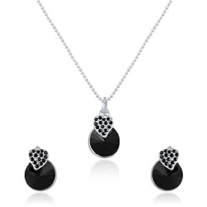 Buy Mahi Black Heart Strawberry Rhodium Plated Pendant Set for Women ...