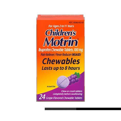 Children's MOTRIN® Ibuprofen Chewable Dye-Free Tablets