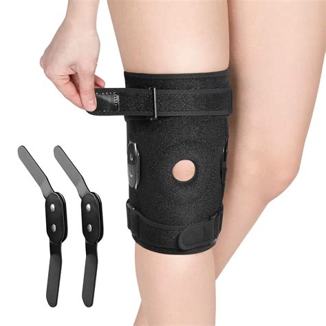 Buy Hinged Knee Brace, Adjustable Open Patella Knee Support Compression ...