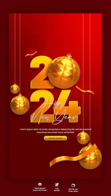 Happy new year 2024 celebration instagram and facebook story post ...