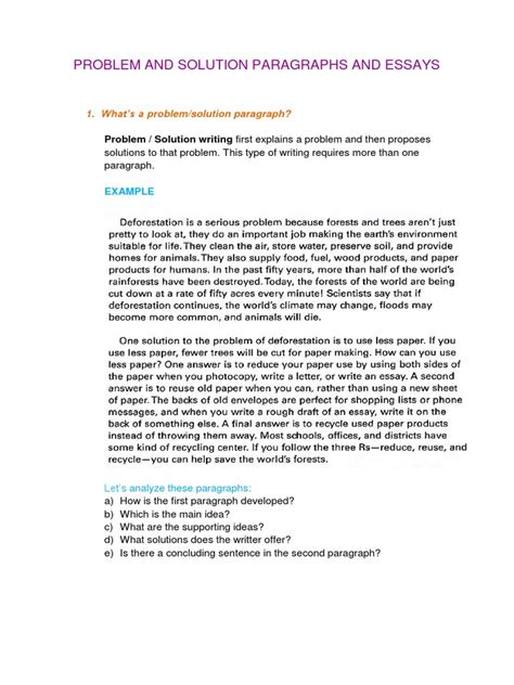 Developing Paragraphs - PROBLEM & SOLUTION | PDF | Paragraph ...