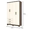 Furnilife Wardrobe 4 Doors 3 Drawers, Brown/Off White Color, (WxHxD ...
