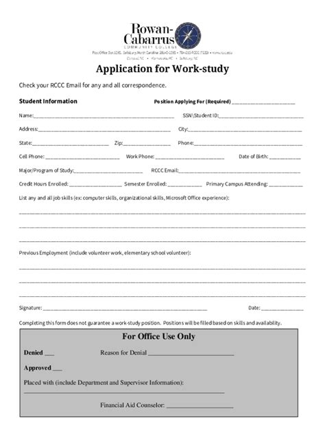 Image result for Work-Study Application