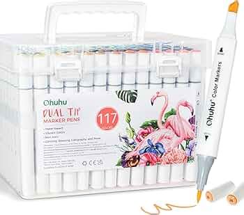 Ohuhu Markers for Adult Coloring Books No bleeding 116 Colors Water ...