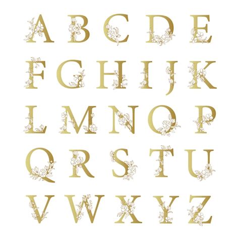 Alfabet met elegante bloemen | Gratis Vector