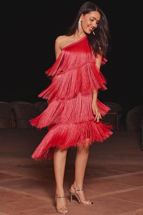 Fringes Dress - Buy Vegas Maroon Fringes Dress Online | Nore 21 – NORE 21