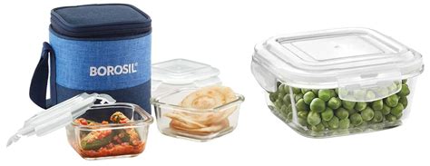 Buy Borosil Klip N Store Glass Food Container, 320 Ml Square, for ...