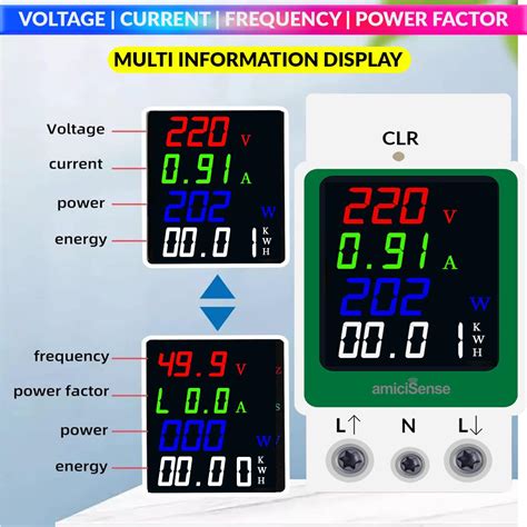 AC Digital Energy Meter 100A 6-in-1 DIN Rail | amiciKart