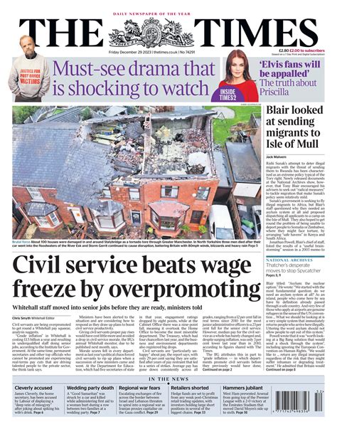 Times Front Page 29th of December 2023 - Tomorrow's Papers Today!