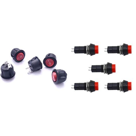 Electronic Spices PACK OF 10 Red Light SPST 2-Pin ON/Off Round Boat ...