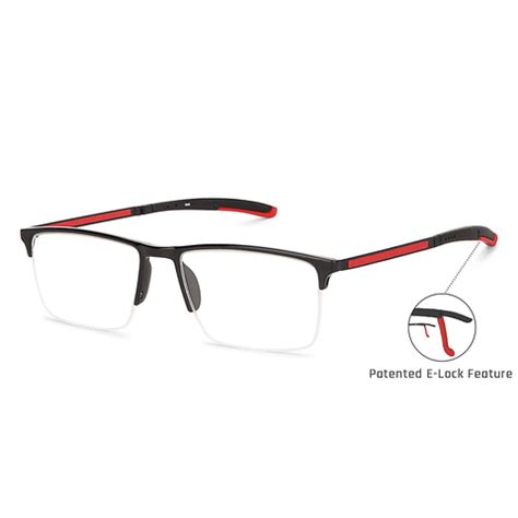Buy Black Red Half Rim Rectangle New Balance NB E13658-C1 Eyeglasses at ...