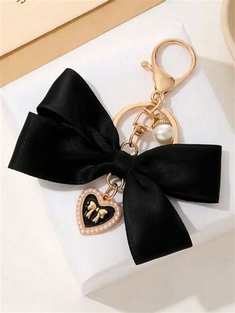 Cute Bow With Pearl Bag Pendant Bag Accessories Faux Pearl Keychain ...