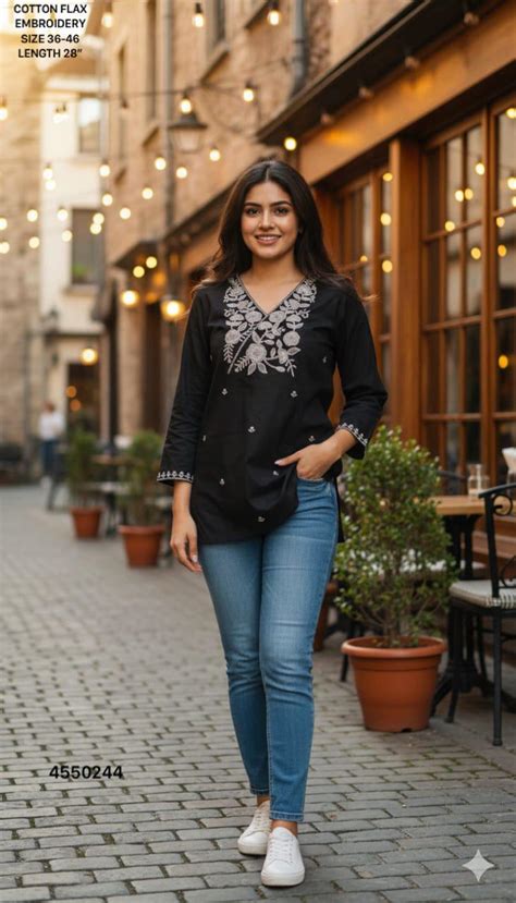 Naisha K 378 Cotton Embroidery Work Casual Wear Top Collection