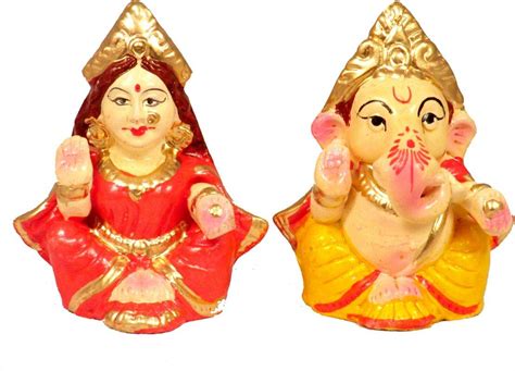 Buy Suninow Laxmi Ganesha Statue Mitti Cool Terracotta Clay Ganesh ...