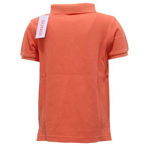 7070Y polo bimbo boy SUN 68 VINTAGE orange delave' cotton polo t-shirt