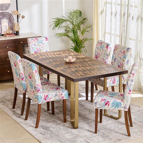Buy Nirvana Kaya 6-Seater Dining Set with Indus Chairs - Brown and ...