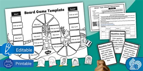 Winter Colouring Editable Board Game Template