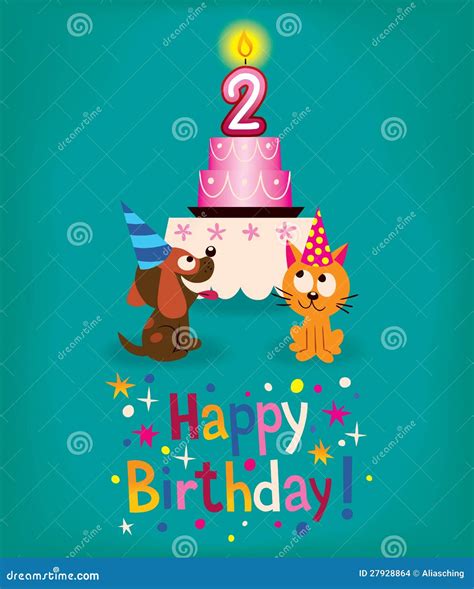 Happy Second Birthday stock vector. Illustration of colorful - 27928864