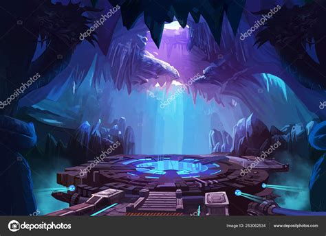 Mystery Cave Sci Building Video Games Digital Artwork Concept Illustration Stock Illustration by ...
