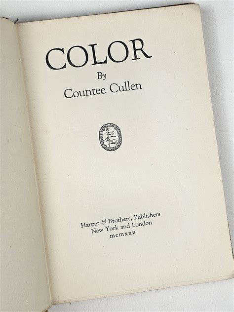 Color | Countee Cullen | Early printing