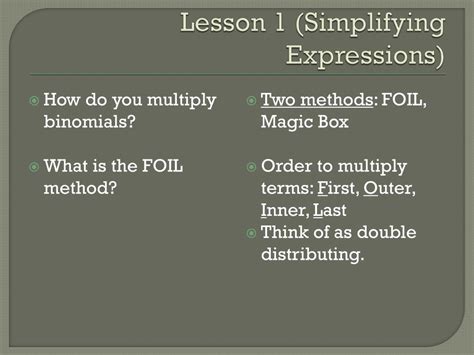 Image result for Box Method Simplifying Expressions