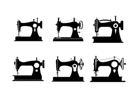 Vintage Sewing Machine Silhouettes | Premium Vektor