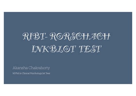 Ribt ppt - Understanding the psychodiagnostic test of Rorschach based ...