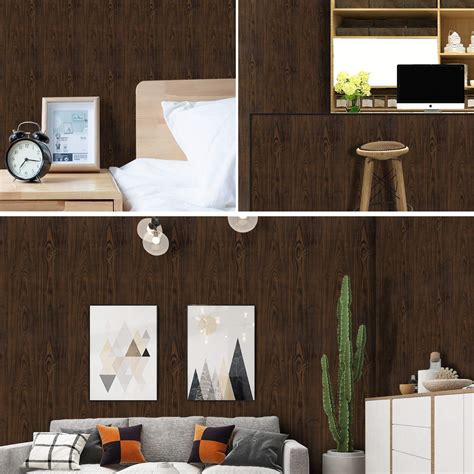 Mecpar Walnut Wood Grain Wallpaper 17.71" x 118" Brown Wood Contact ...
