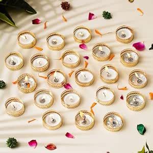 Buy Dreamica 24 Pcs Golden Metal Tealight Candle Holders with Free ...