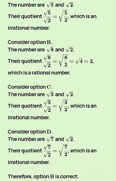 give an example for two irrational numbers whose quotient is rational ...