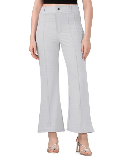 Buy Mehrang Cotton Blend Bootcut Parallel Trouser pants For Women ...