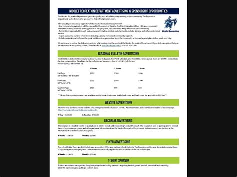 Nicolet Rec Dept Advertising Opportunities | Fox Point, WI Patch