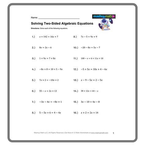 Rezultat imagine pentru Solve Multi-Step Equations Worksheet