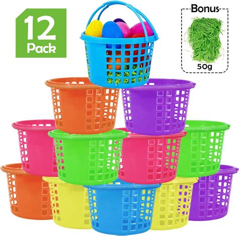 Amazon.com: Ivenf Easter Egg Basket 12 ct with 50g Paper Shred Easter ...