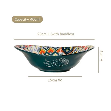 Green Mystic Mandala Long Dish With Handles 400ml Online - Premium ...