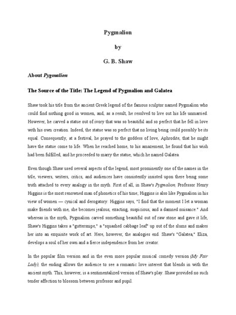 Image result for Pygmalion Reading