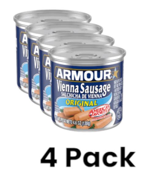 Armour Star Vienna Sausage, Original Flavor, 4.6 oz Canned Meat, 4 Pack ...