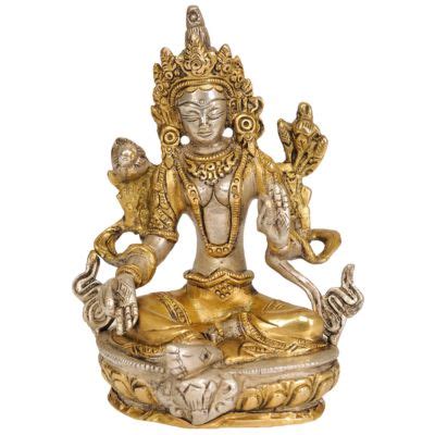 Brass Tibetan Green Tara, Manjushri, Chenrezig, Vajradhara and White T ...