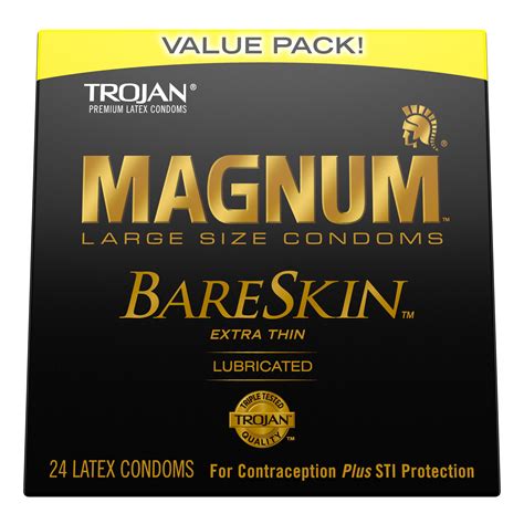 TROJAN Magnum BareSkin Lubricated Large Condoms, Lubricated Condoms, 24 ...