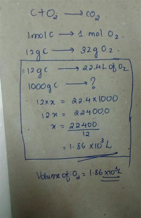 Volume at ntp of oxygen required to completely burn 1kg coal - Brainly.in